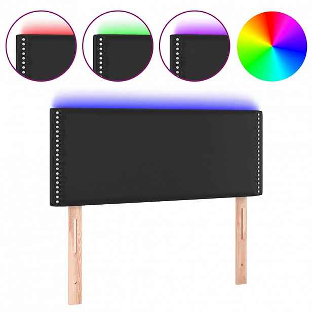 vidaXL Čelo postele s LED černé 80 x 5 x 78/88 cm umělá kůže