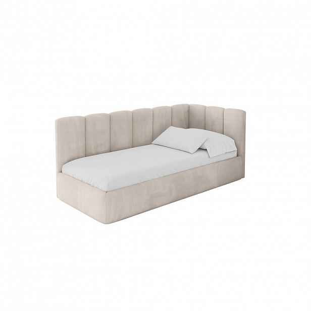 ALTDECOR JEDNOLŮŽKOVÁ POSTEL pro mládež s úložným prostorem a matrací H3/H4, vlevo - DEXY 100x200 béžová