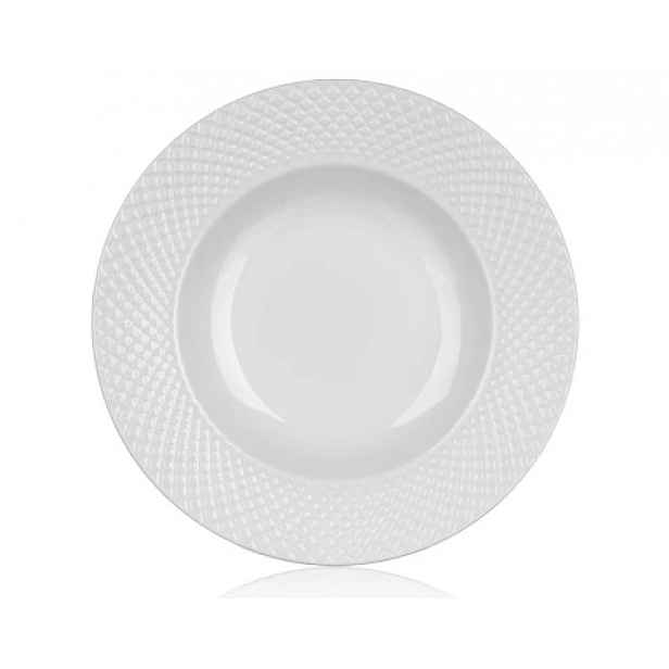 Hluboký talíř Diamond Line, bílý s reliéfem