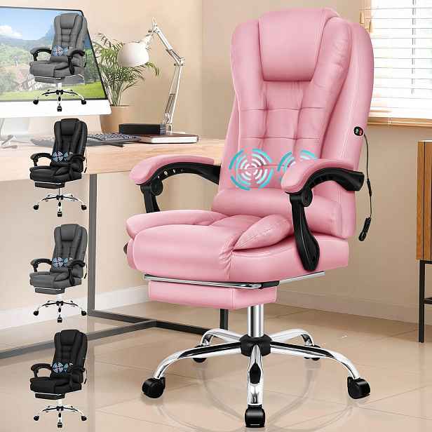 Ergonomické Křeslo S Masážní Funkcí A Nastavením Výšky, Růžové, Moderní