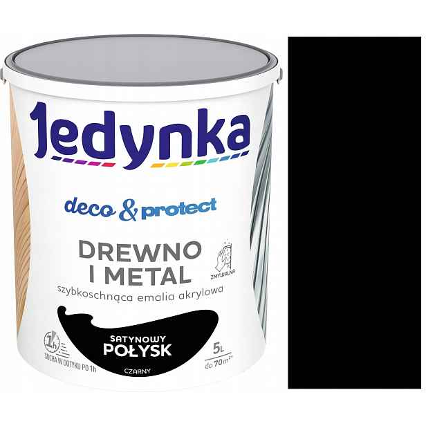 Jedynka Deco & Protect Dřevo Kov 5L Černý Lesk
