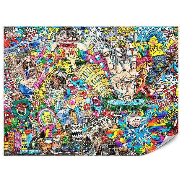 Muralo FOTOTAPETA do Studentského Pokoje Barevné Graffiti Street Art Barevná 200x140