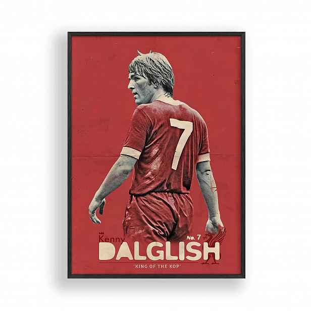 Obraz Kenny Dalglish Liverpool Plakát Rámeček Dřevěný Černý 30x42 cm
