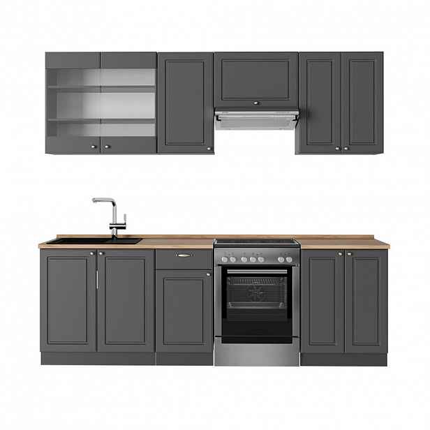 Vicco KUCHYŇSKÝ KOUT Fame-Line Anthrazit-Gold Landhaus 240 cm , PD Dub