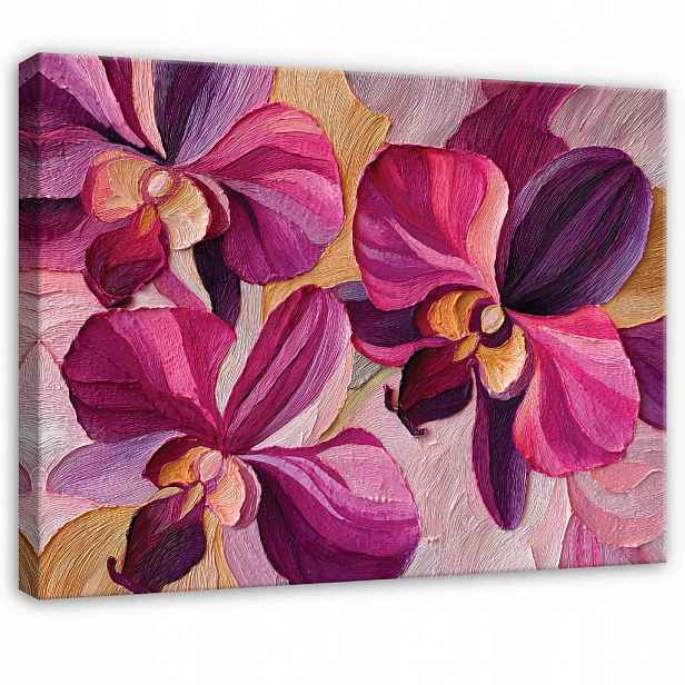 Wallarena PLÁTNOVÝ tisk abstraktních květin v růžové barvě 120x80 cm
