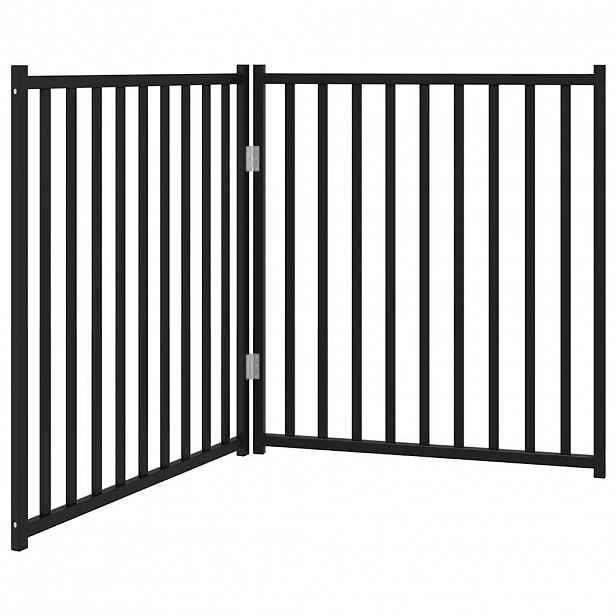 vidaXL Zábrana pro psy skládací 2 panely černá 160 cm masivní jedle