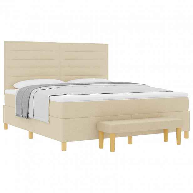 vidaXL Postel s boxspringem s čelo Krémová 200 x 180 cm textil