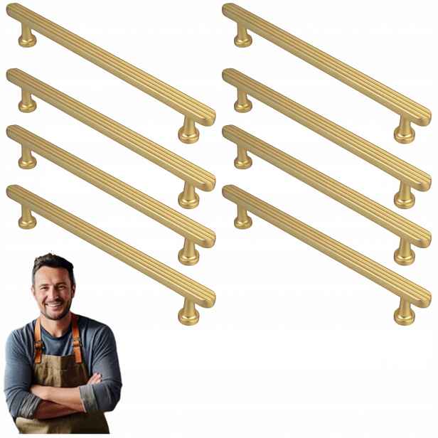Nábytková Úchytka do zásuvky skříně Eltin 160 mm, Rýč, zlatý, 8 ks
