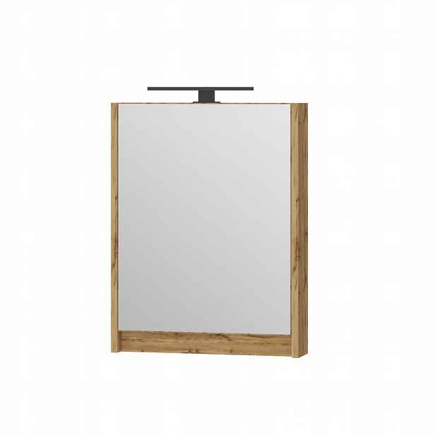 Omeble Skříň, závěsná skříňka 50 cm Dub Wotan se zrcadlem a Led lampou