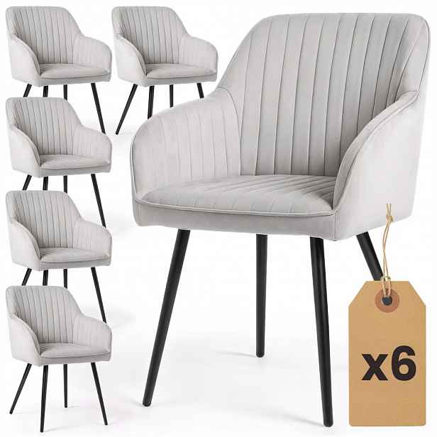 Set 6x čalouněná jídelní židle FURELIA - šedá / černá