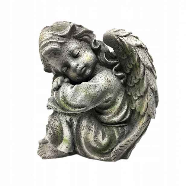 Zahradní figurka Anděl 24 cm dekorace šedá polyresin, trvanlivá