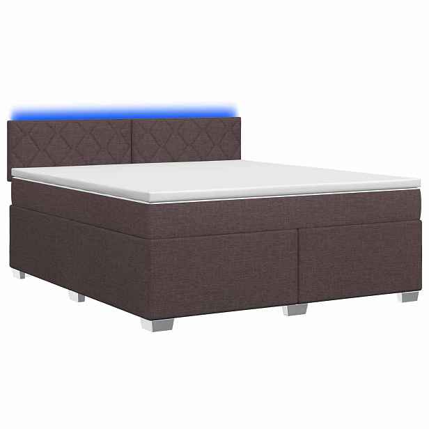 vidaXL Box spring postel s matrací a LED Tmavě hnědá 140 x 190 cm