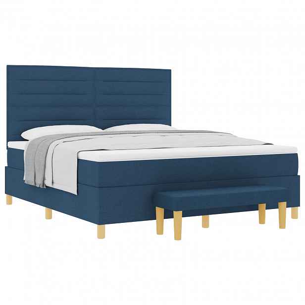 vidaXL Postel s boxspringem s čelo Modrá 200 x 180 cm textil