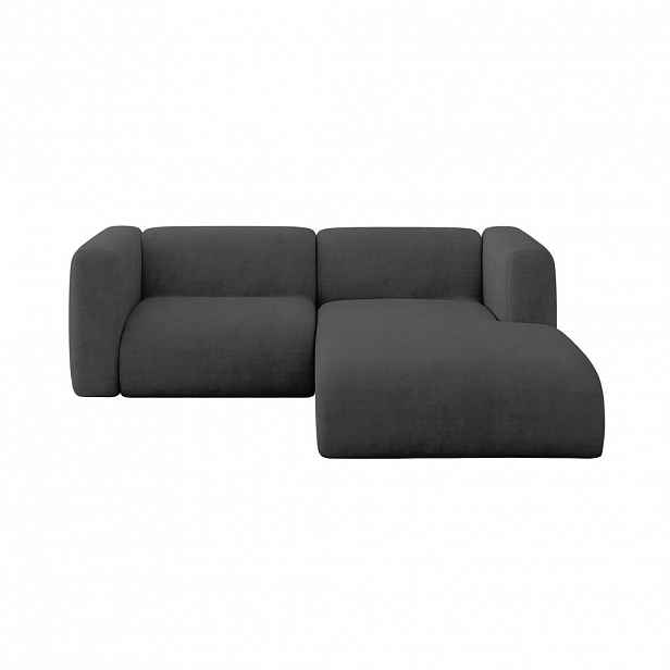 ALTDECOR ROHOVÁ SEDAČKA S PRAVOU OTOMANOU MIRA-L1 227x179x89 Tmavě šedá Velur