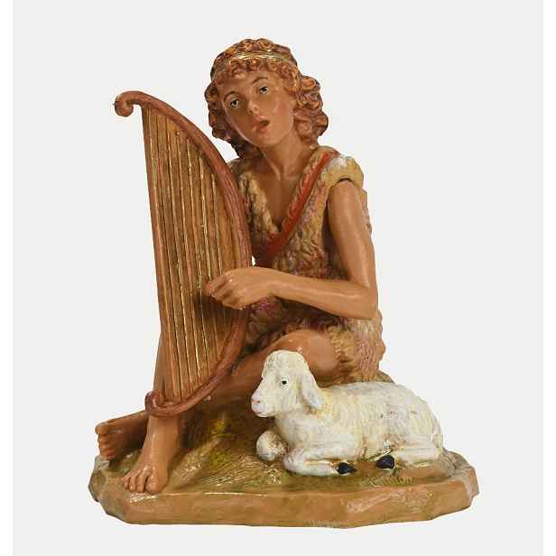 Figurka firmy Fontanini – Pastýř hrající na harfu – pro figurky o výšce 19 Cm