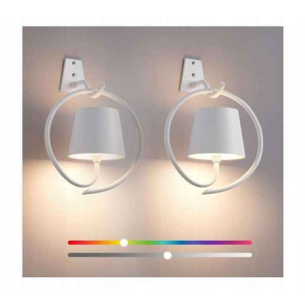 Nástěnná Led lampa Rgb, přenosná, akumulátorová, Usb, bílá, 2ks