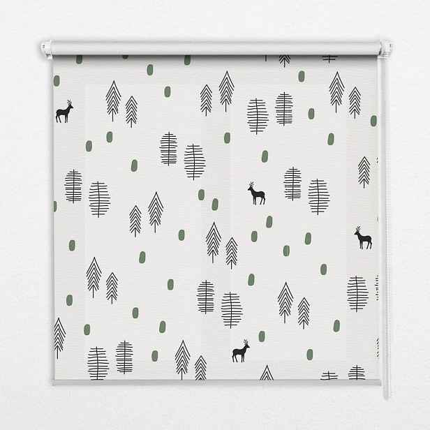 TULUP VNITŘNÍ roleta - okenní roleta - roleta - 130x140 cm - Kreslené stromy a jeleni