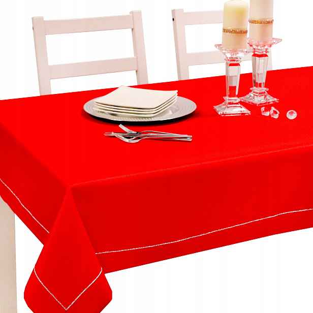 Ubrus Panama Lux 200x140 odolný vůči skvrnám, červená stříbro