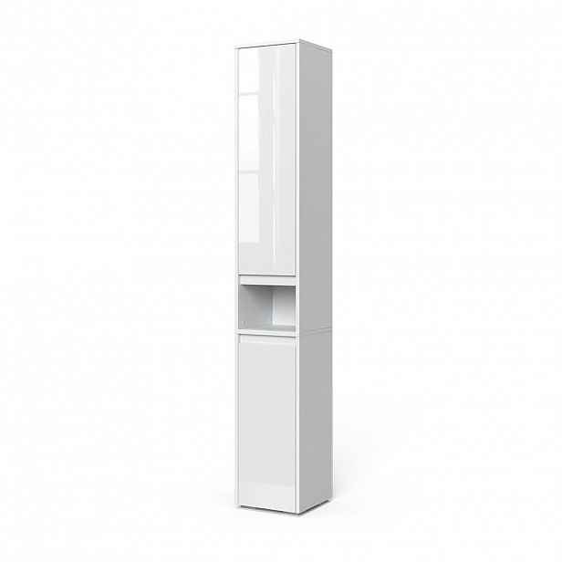 Vicco KOUPELNOVÁ SKŘÍŇKA Majest Bílá vysoký lesk 30.2 x 191.5 cm s dvířky a otevřenou přihrádkou