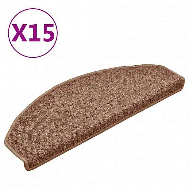 vidaXL Rohožky na schody 15 ks 65 x 24 x 4 cm Non-Slip Hnědá