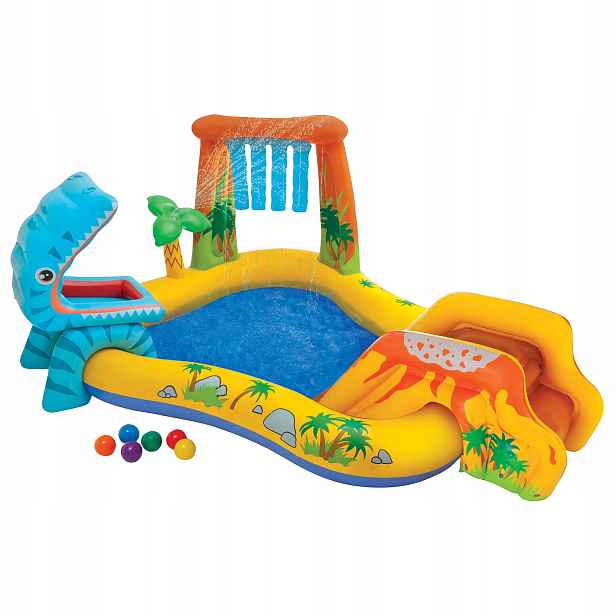 Vodní Dětské Hřiště Dinosaurus Skluzavka Kuličky Bazén Intex 2.49 X 1.91 X 1.09