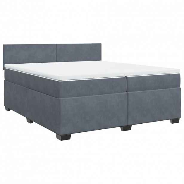 vidaXL Box spring postel s matrací tmavě šedá 200x200 cm samet