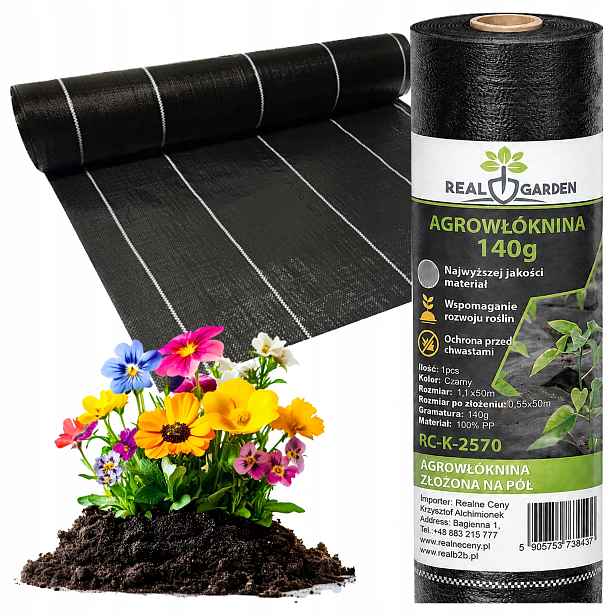 Agrotextilie 140 g 1,1 m x 50 m Černá Uv Agrotextilie Antiplevelová rohož