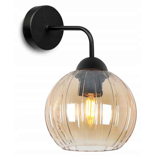Nástěnná Lampa Černá Medová Skleněná Do Koupelny Obývacího Pokoje, Jídelny E27