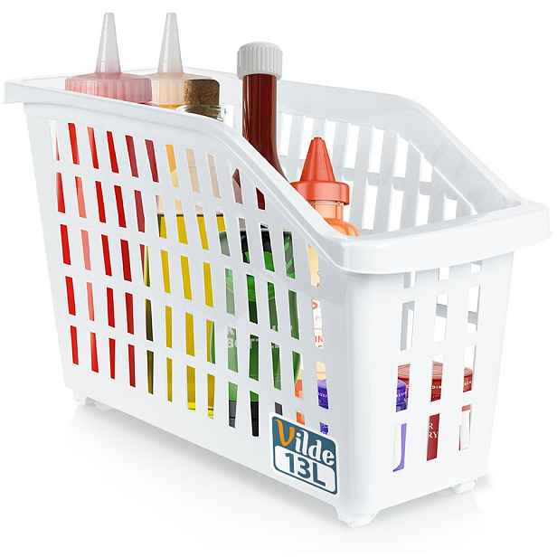 VILDE Úložný box, s kolečky, atypicky úzký, bílý, Vila, 13l, 46 x 18 x 26 cm