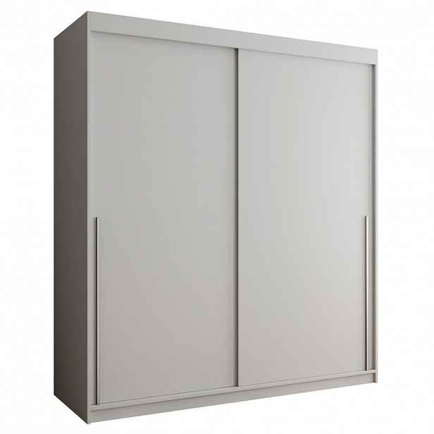 Home Collective ŠATNÍ SKŘÍŇ S POSUVNÝMI DVEŘMI 180 cm šířka, bílá se stříbrným úchytem