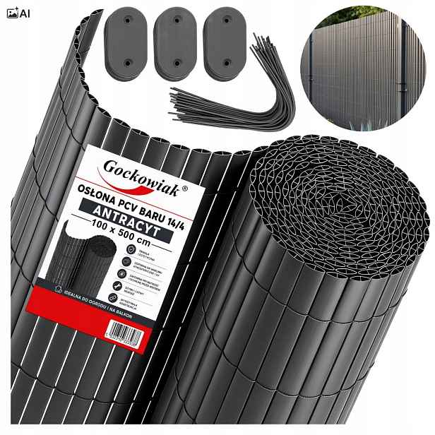 Pvc balkonová krytka 100 x 500 cm Baru antracit