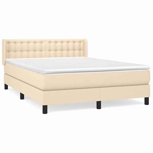 vidaXL Box spring postel s matrací krémová 140x190 cm textil