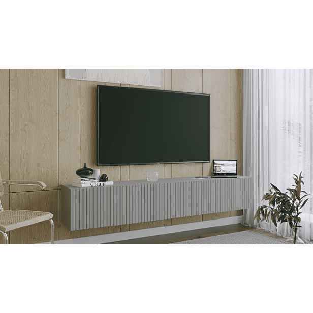 ArtExt Závěsný TV stolek JOY | 200 cm Barva: Šedá (drážky)
