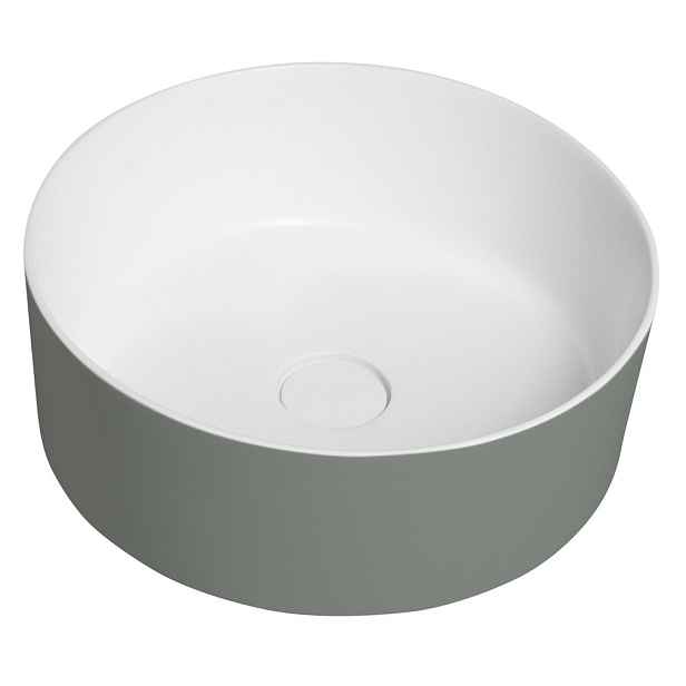 Sapho THIN umyvadlo na desku, Rockstone, O 38 cm, bílá mat/verde
