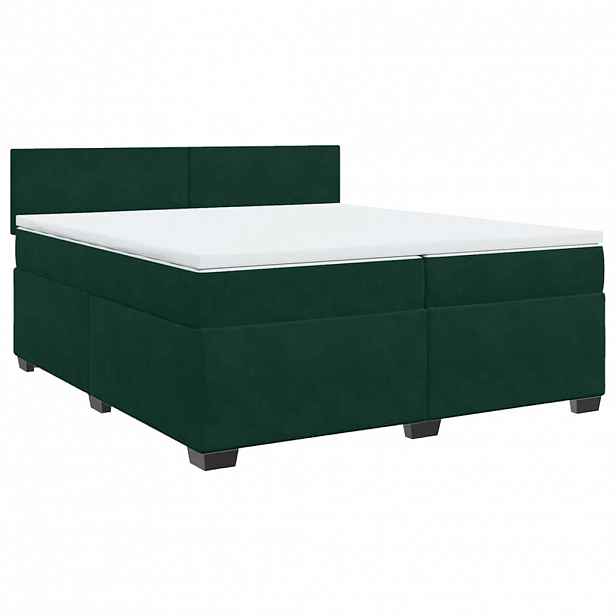 vidaXL Box spring postel s matrací tmavě zelená 200x200 cm samet