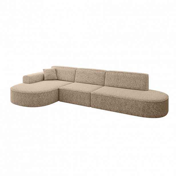 ALTDECOR ROHOVÁ SEDACÍ SOUPRAVA s otomanem vlevo MARI-L2 – 328 × 171 × 79 cm, hnědá látka