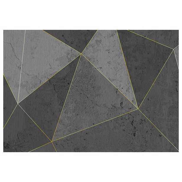 Fototapeta Geometrický beton šedo-zlaté linie abstrakce 520x318 lepidlo