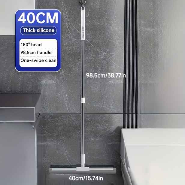 TEMU Multifunkční koště s 38,78 palcovou (cca 98,5 cm) rukojetí a škrabkou na podlahy, vhodné pro úklid domácnosti, koupelen, skleněných oken a skvrn
