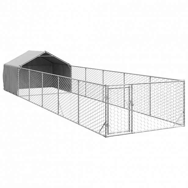 vidaXL Venkovní psí kotec s výběhem 8x2x1,5 m pozinkovaná ocel