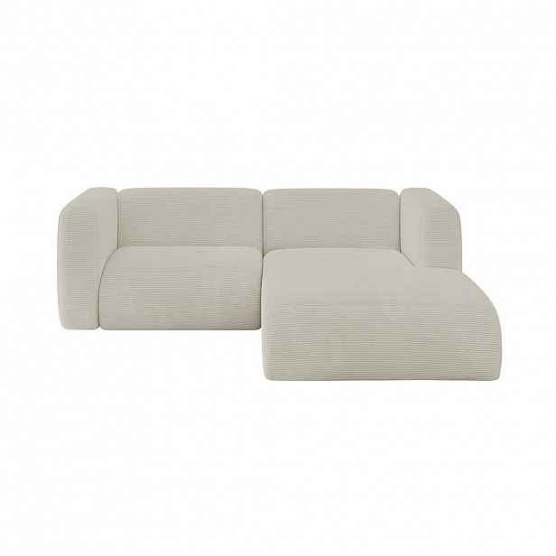 ALTDECOR ROHOVÁ SEDAČKA S PRAVOU OTOMANOU MIRA-L1 227x179x89 Krémová Manšestr