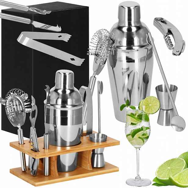 Barmanský Set 9 ks Na Koktejly Nápojů Shaker 550 ml Profesionální Stojan