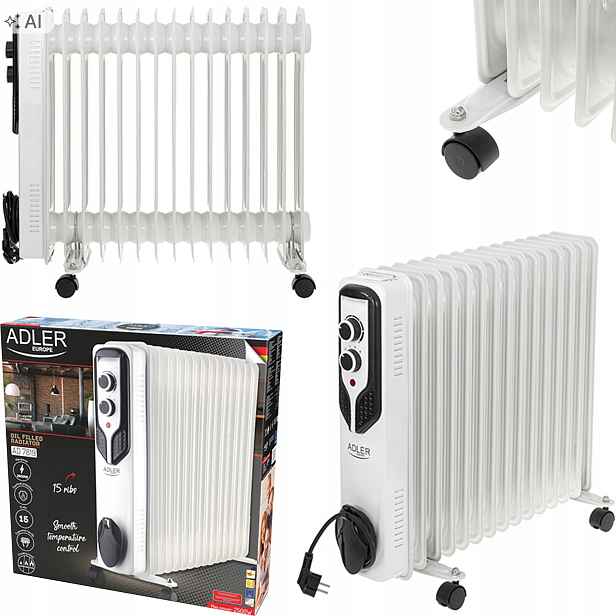 Olejový radiátor 15 žeberový elektrický Adler Ad 7819 Regulace 2500 W