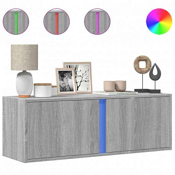 vidaXL Nástěnná TV skříňka s LED osvětlením šedá sonoma 100x31x35 cm