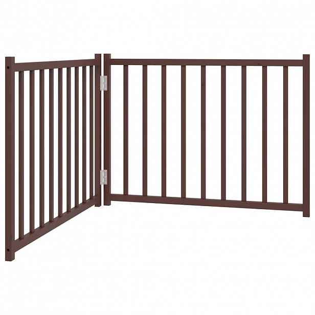 vidaXL Zábrana pro psy skládací 2 panely hnědý dub 160 cm masiv jedle