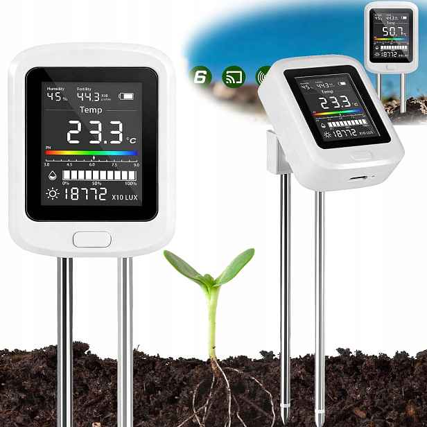 Digitální Měřič Vlhkosti Půdy Tester Ph Temp Pro Pokojové Rostliny 6V1