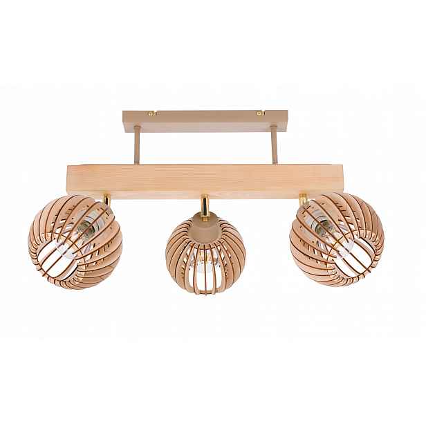 Dřevěná stropní lampa Lustr Stropní Svítidlo Loft Kašmír na 3x Klosz E27