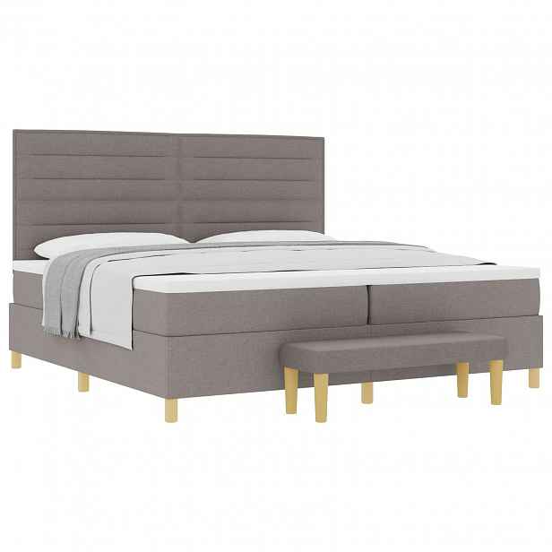 vidaXL Postel s boxspringem s čelo Taupe 200 x 200 cm textil
