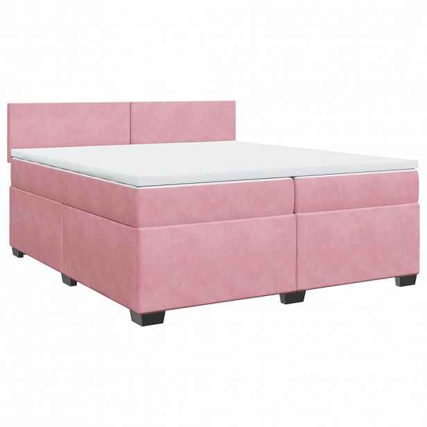 vidaXL Box spring postel s matrací růžová 200x200 cm samet