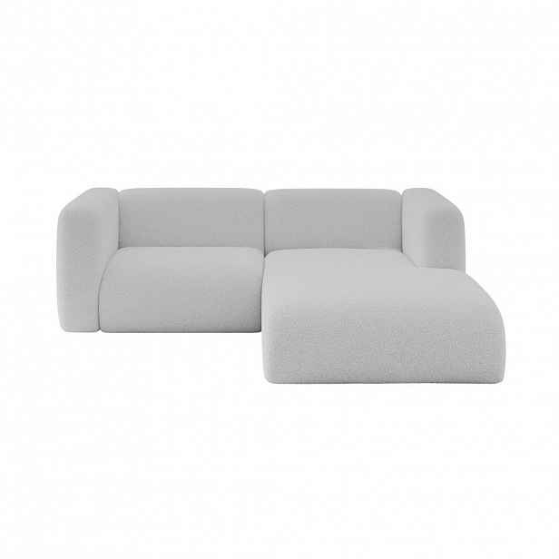 ALTDECOR ROHOVÁ SEDAČKA S PRAVOU OTOMANOU MIRA-L1 227x179x89 Světle šedá Bouclé