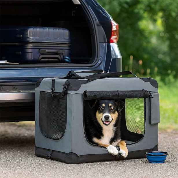 Juskys 106284 přepravní box pro psy skládací šedá